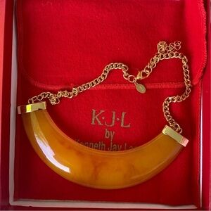 🆕 Kenneth Jay Lane Amber Goldtone Bib Necklace